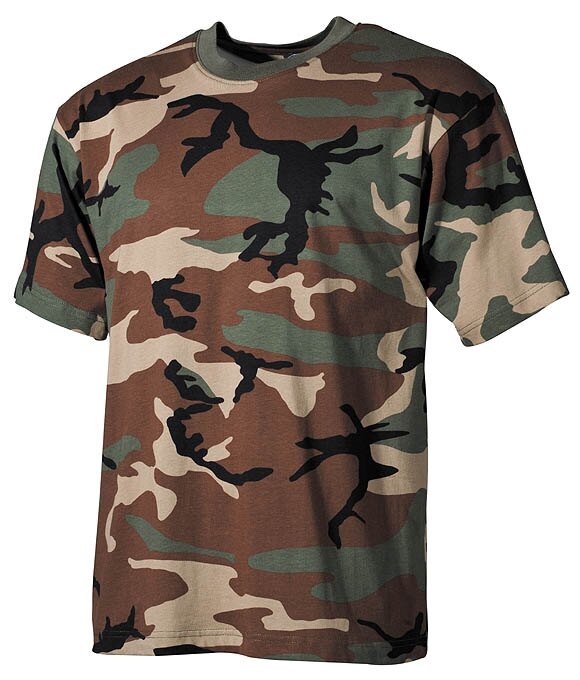 Levně Bavlněné tričko US army MFH® s krátkým rukávem - woodland