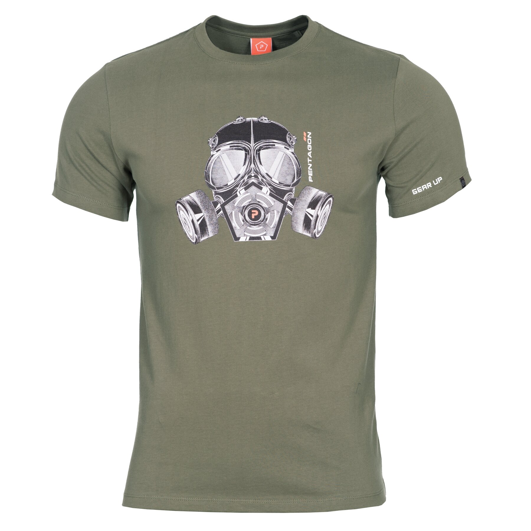 Levně Pánské tričko Gas mask Pentagon® – Olive Green