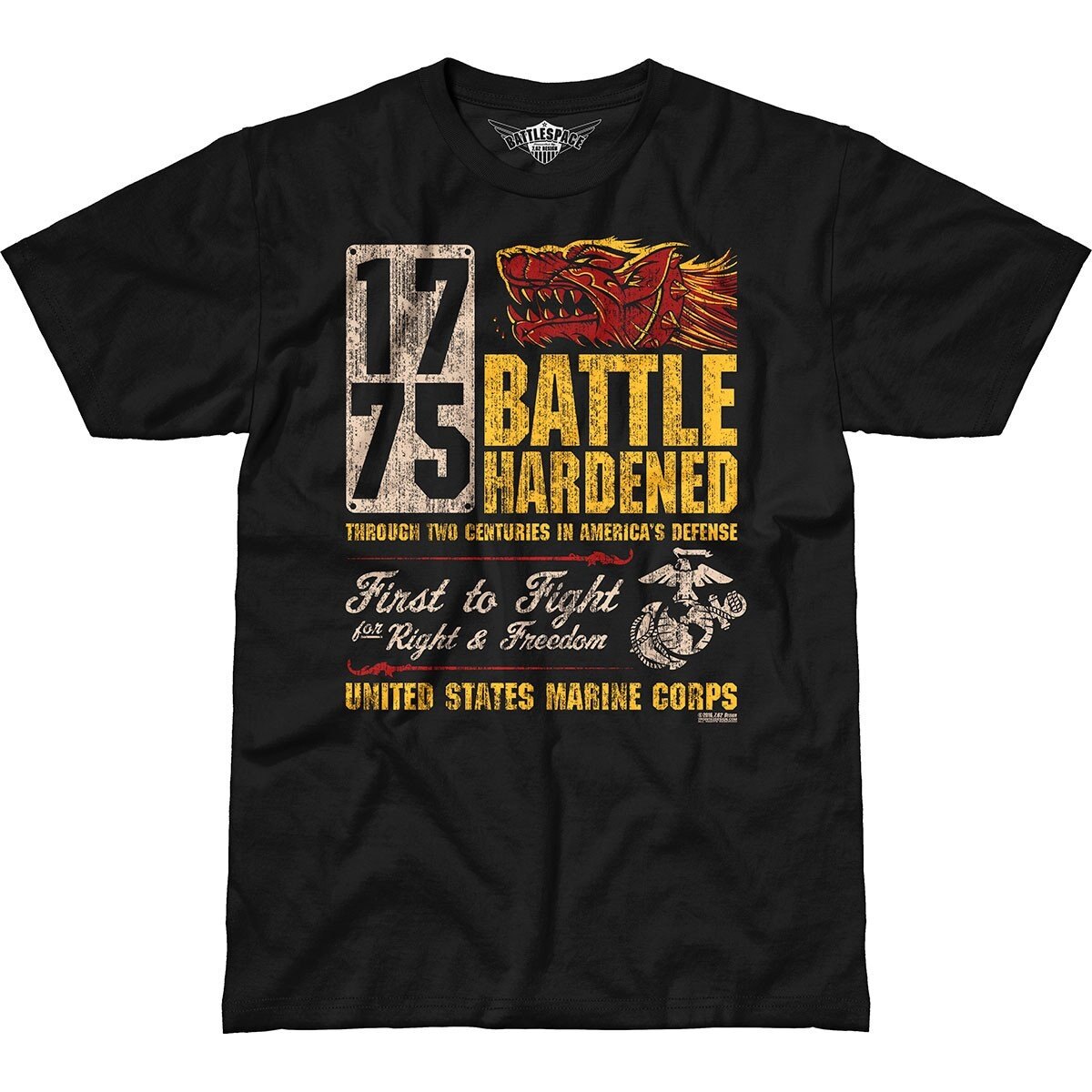 Levně Pánské tričko 7.62 Design® USMC Battle Hardened - černé