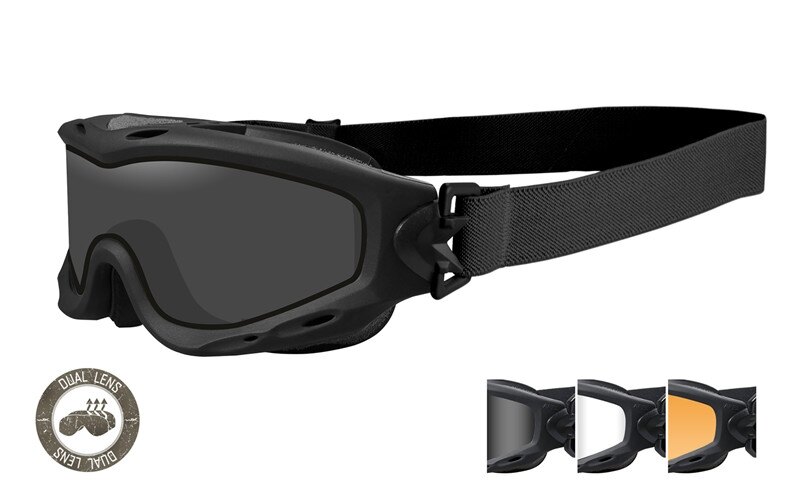 Levně Taktické ochranné brýle Wiley X® Spear Dual - černý rámeček, sada - čiré, kouřově šedé a oranžové Light Rust čočky