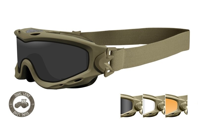 Levně Taktické ochranné brýle Wiley X® Spear Dual - khaki rámeček, sada - čiré, kouřově šedé a oranžové Light Rust čočky