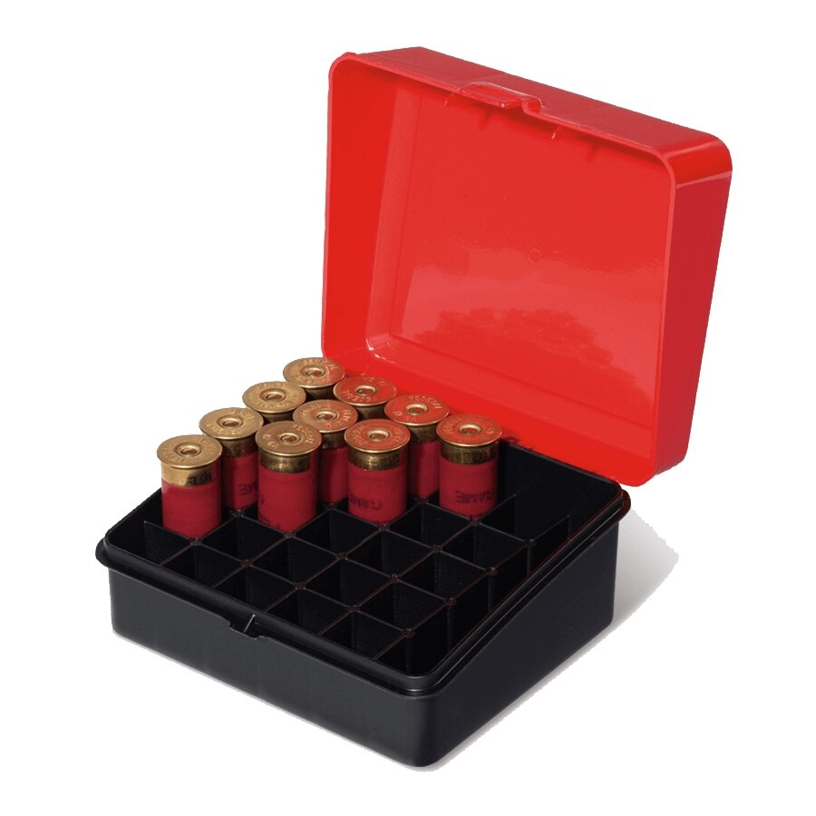 Levně Krabička na náboje - brokové 25 ks Plano Molding® USA - Black/Red