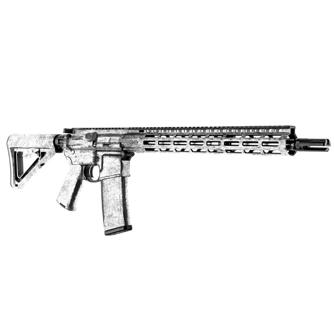 Levně GunSkins® maskovací skin na pušku AR15 – GS® Battle Worn Snow Trooper™