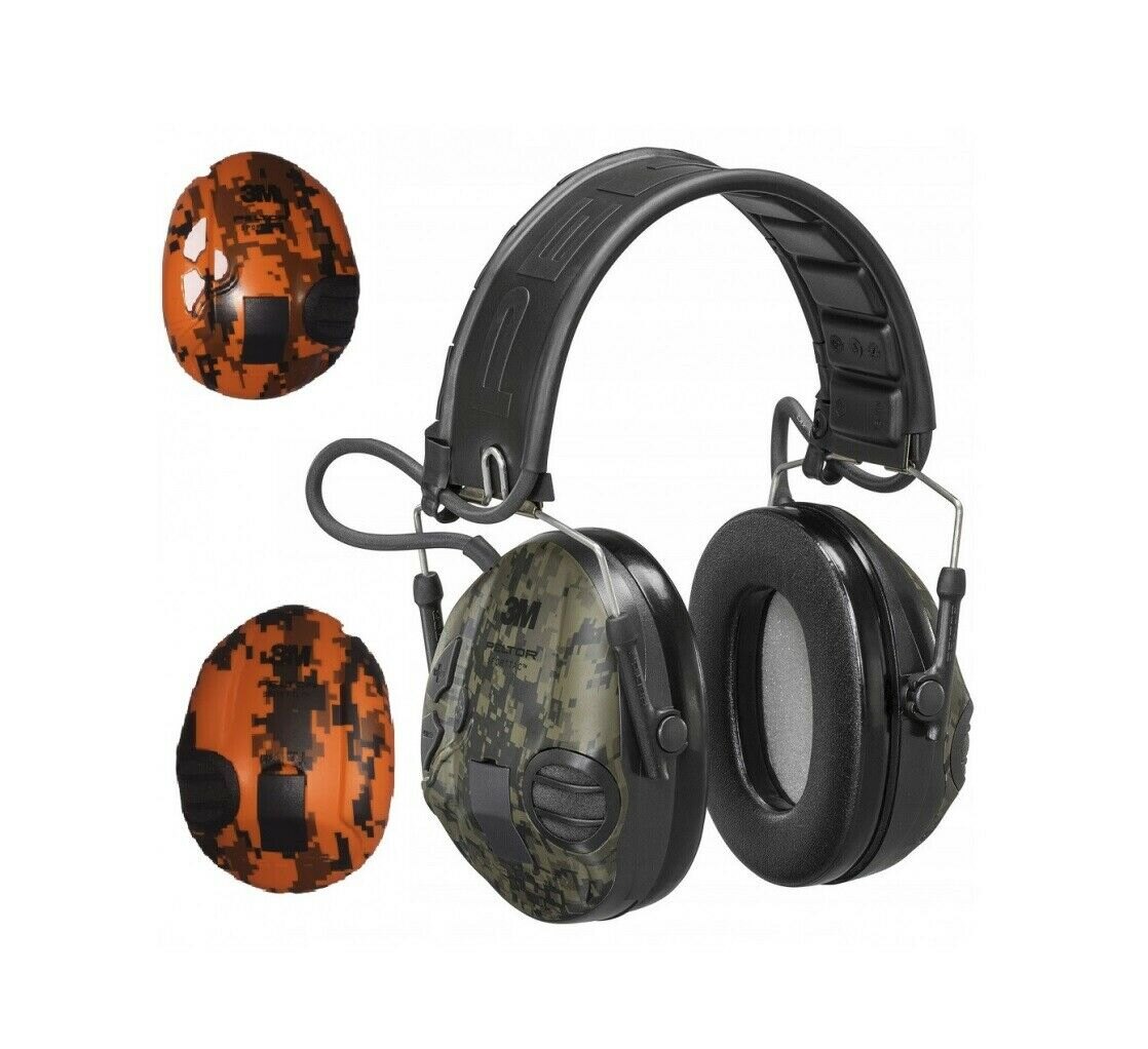 Levně Elektronická ochranná sluchátka 3M® PELTOR® SportTac™ Slimline – Zelená / Oranžová Camo