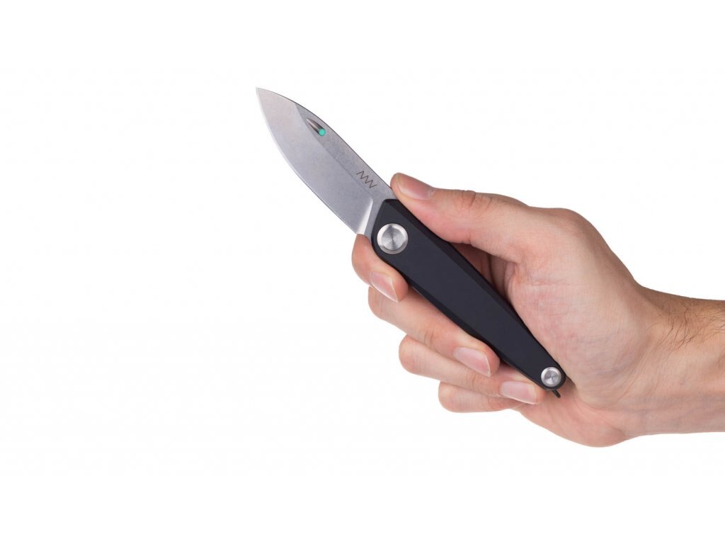 Levně Zavírací nůž Z050 ANV® - barva rukojeti: černá, šedá čepel - Stone wash