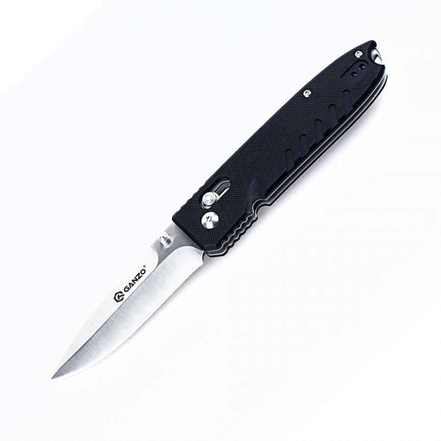Levně Zavírací nůž G746 Ganzo® – Stříbrná čepel – Satin, Černá