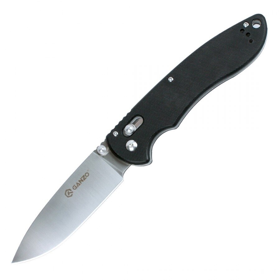 Levně Zavírací nůž G740 Ganzo® – Stříbrná čepel – Satin, Černá