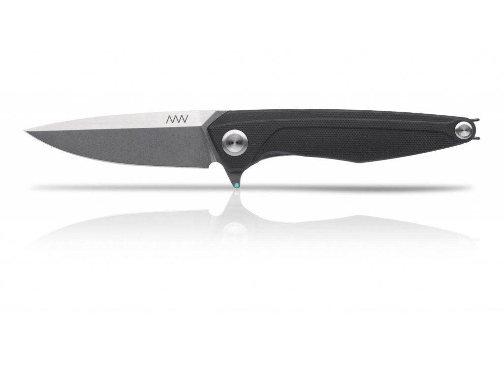 Levně Zavírací nůž ANV® Z300 G10 Liner Lock - Černá rukojeť, šedá čepel - Stone Wash