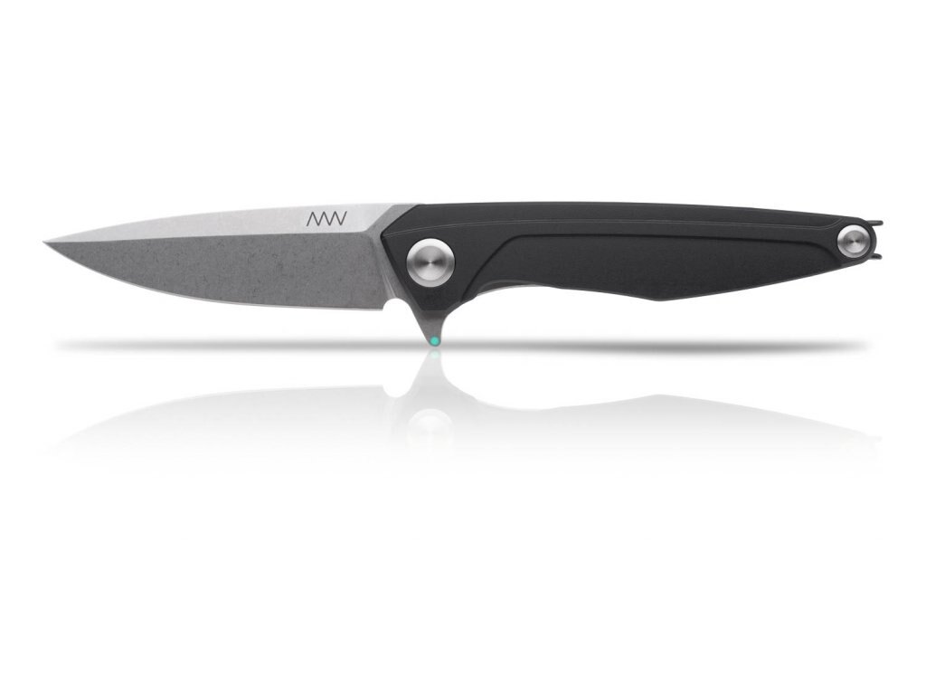 Levně Zavírací nůž ANV® Z300 Dural Liner Lock - Černá rukojeť, šedá čepel - Stone Wash