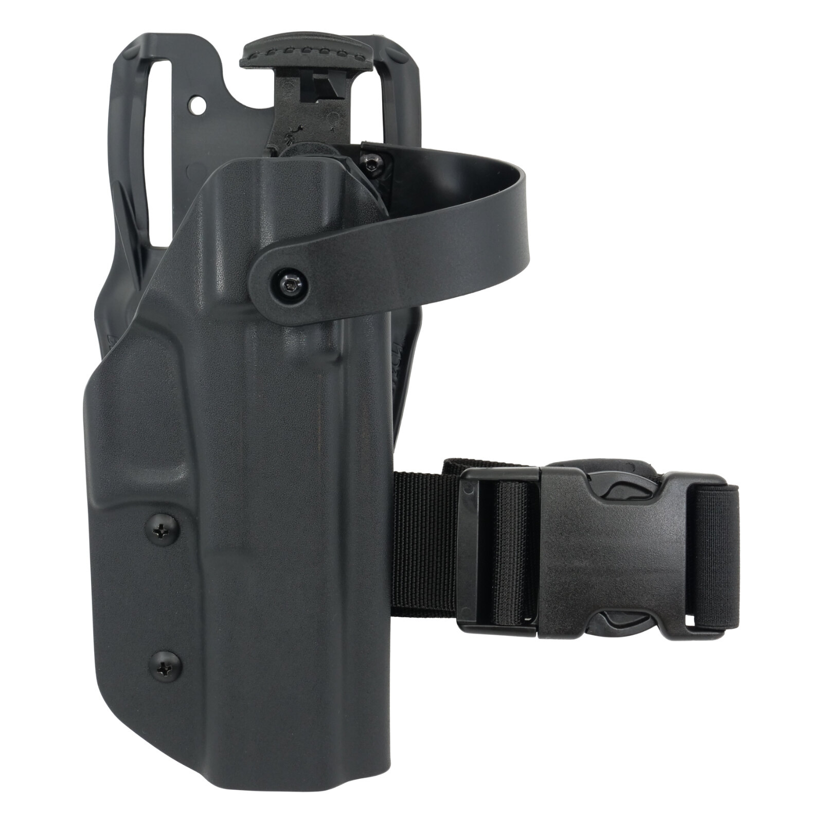 Levně OWB Glock 17 - taktické pistolové pouzdro s automatickou pojistkou RH Holsters® – uchycení na platformu, Černá