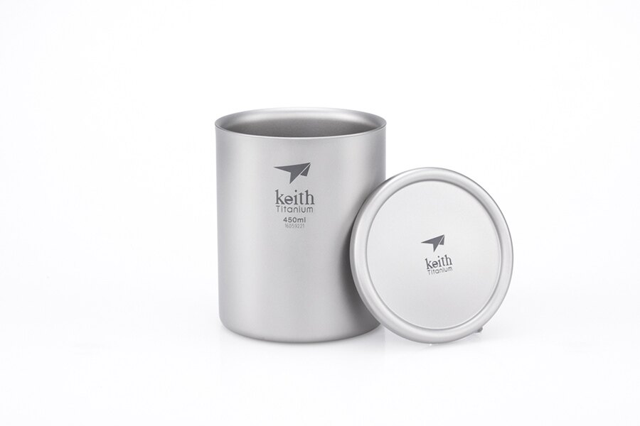 Levně Titanový termohrnek s víčkem Keith® 450 ml