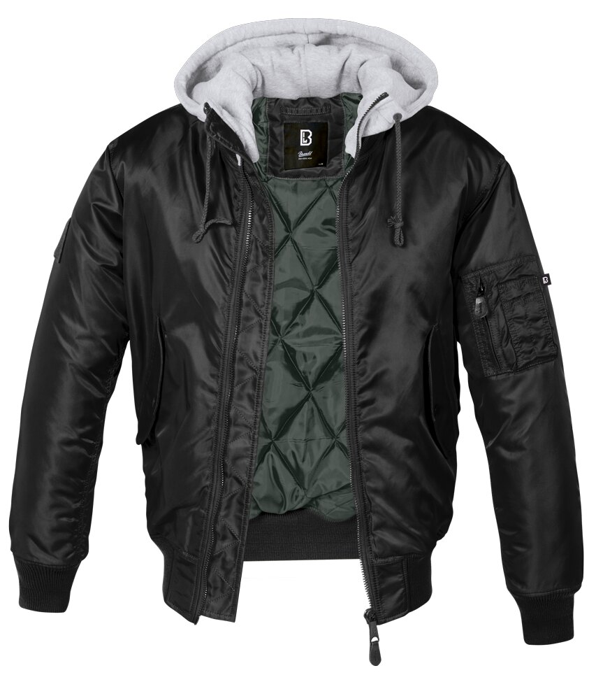 Levně Zimní bunda MA1 Sweat Hooded Brandit® – Černá / šedá