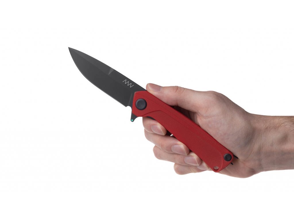 Levně Zavírací nůž ANV® Z100 G10 Liner Lock – Červená rukojeť, černá čepel - DLC