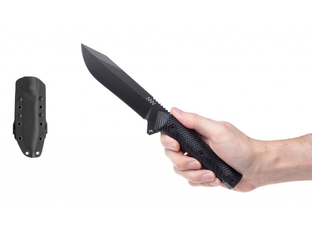 Levně Nůž s pevnou čepelí M73 Kontos ANV® – Černá čepel - Cerakote, Černá