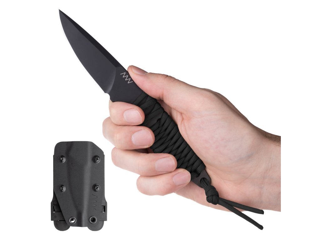 Levně Nůž s pevnou čepelí ANV® P100 – Černá, DLC