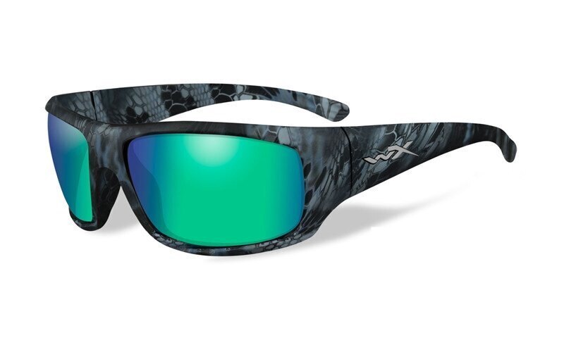 Levně Sluneční brýle Wiley X® Omega - rámeček Kryptek Neptune™, modré zrcadlové čočky Emerald Amber polarizované