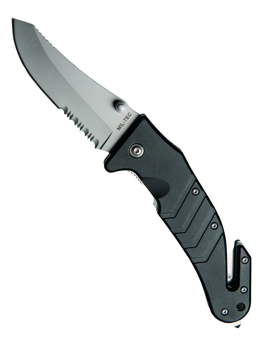 Levně Zavírací nůž AUTO CLIP Mil-Tec® s kombinovaným ostřím - černý