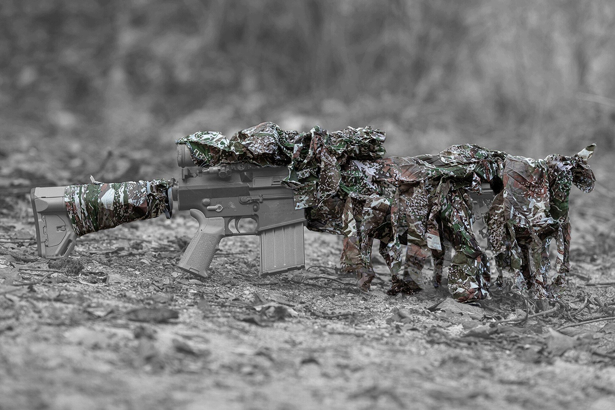 Levně 3dílný maskovací kryt Rifle Camo Ghosthood® IRR – Concamo Brown