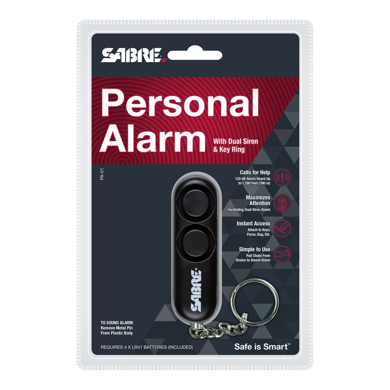 Levně Obranný osobní Personal Alarm Sabre Red® – Černá