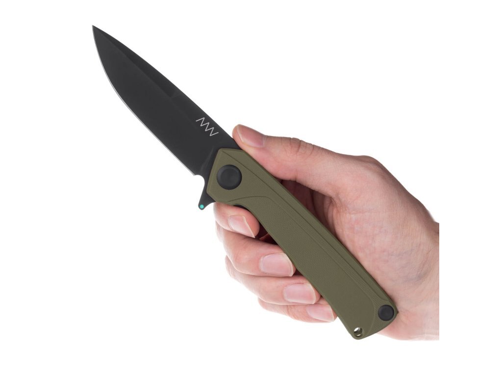 Levně Zavírací nůž ANV® Z100 G10 Liner Lock – Olive Green rukojeť, černá čepel - DLC