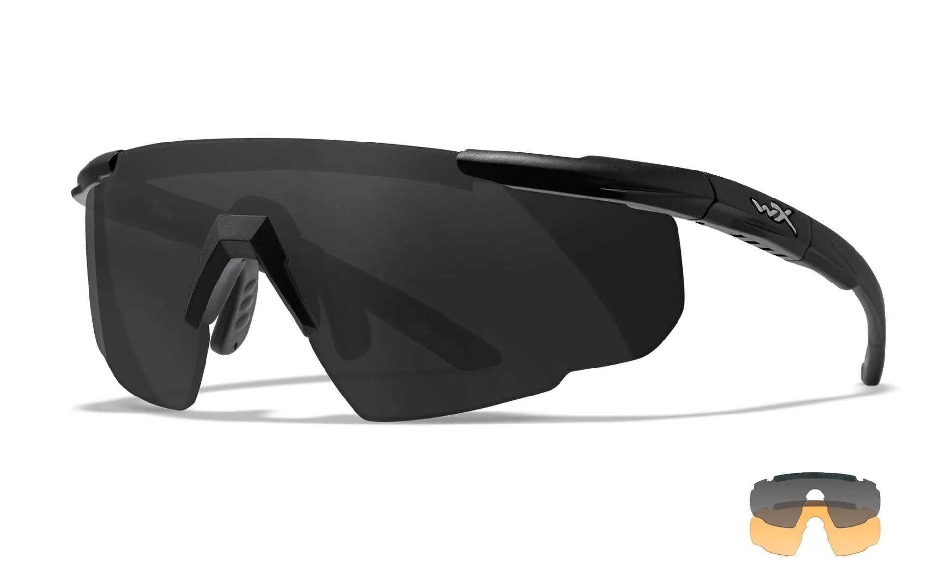 Levně Střelecké brýle Wiley X® Saber Advanced, sada - černý rámeček, sada - kouřově šedé a oranžové Light Rust čočky