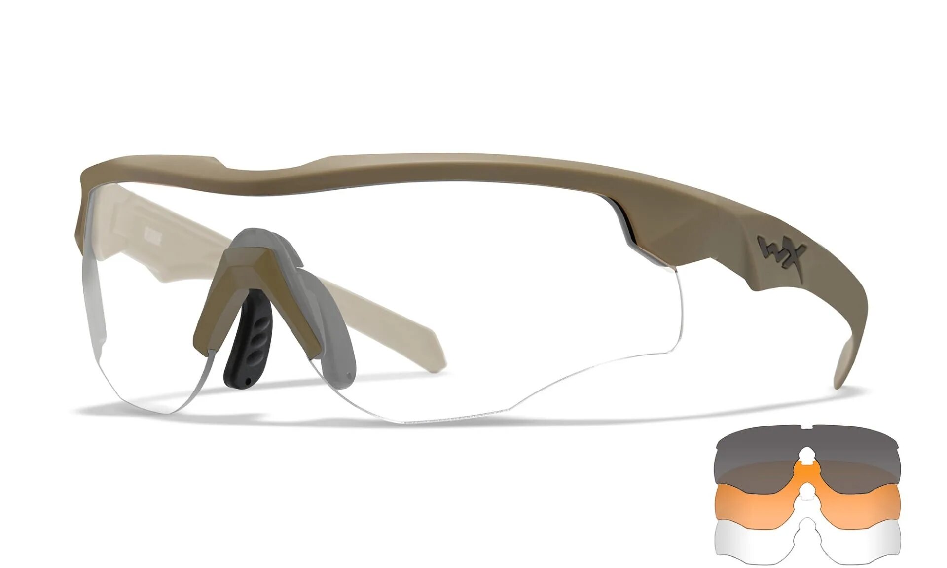 Levně Brýle Rogue COMM Wiley X®, úzké stranice – Čiré + Kouřově šedé + Oranžové Light Rust, Khaki