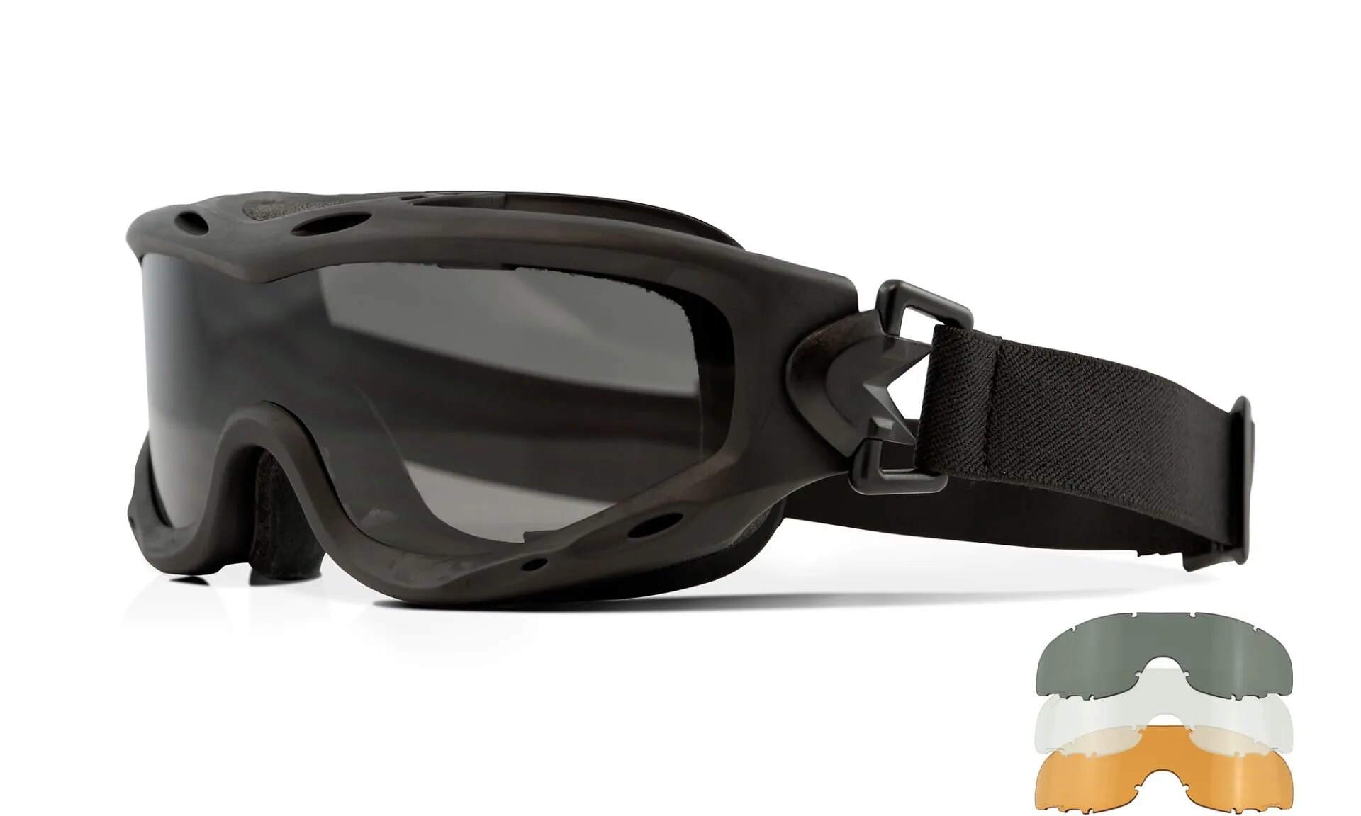 Levně Taktické ochranné brýle Wiley X® Spear - černý rámeček, sada - čiré, kouřově šedé a oranžové Light Rust čočky
