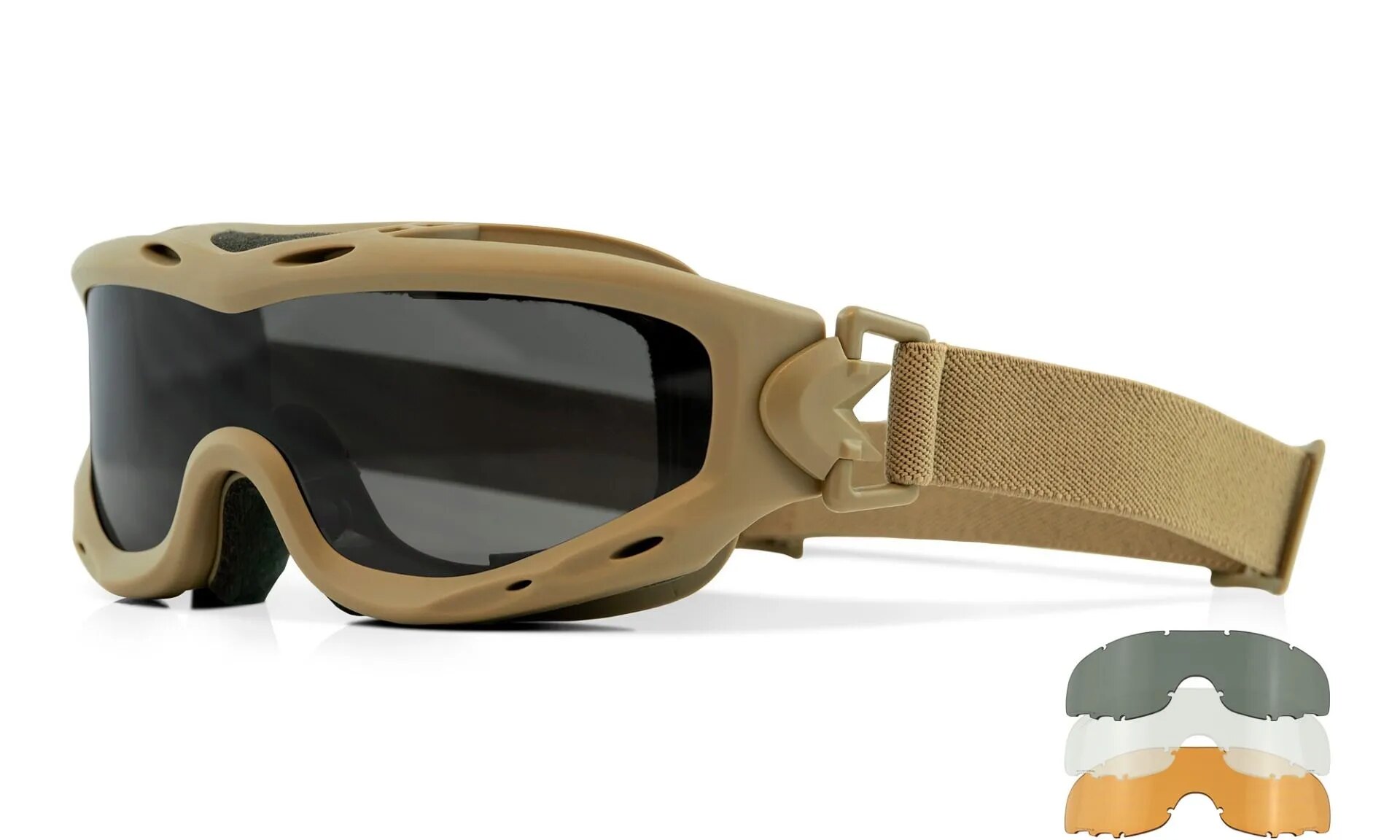 Levně Taktické ochranné brýle Wiley X® Spear - khaki rámeček, sada - čiré, kouřově šedé a oranžové Light Rust čočky