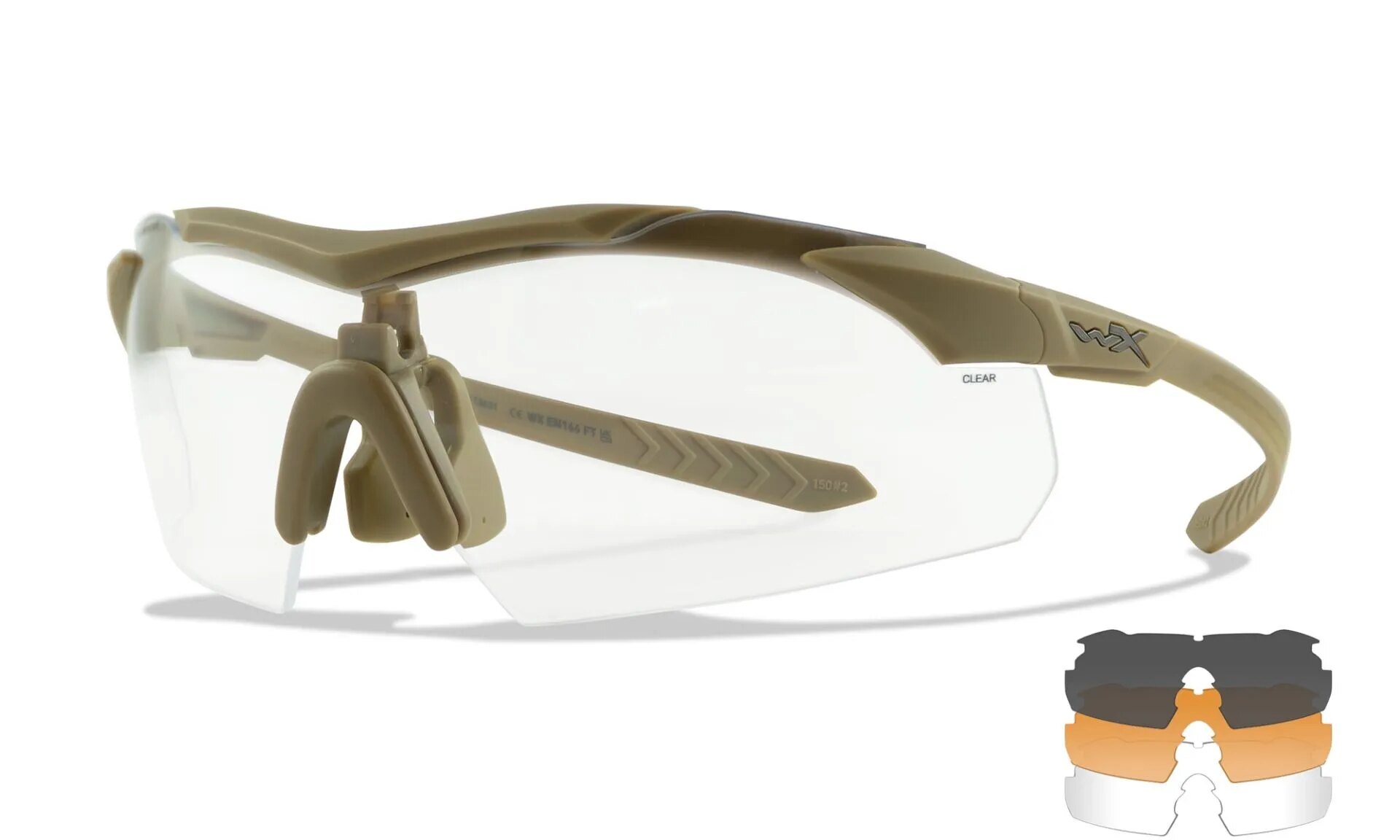 Levně Brýle Vapor Comm 2.5 Wiley X®, 3 skla – Čiré + Kouřově šedé + Oranžové Light Rust, Tan