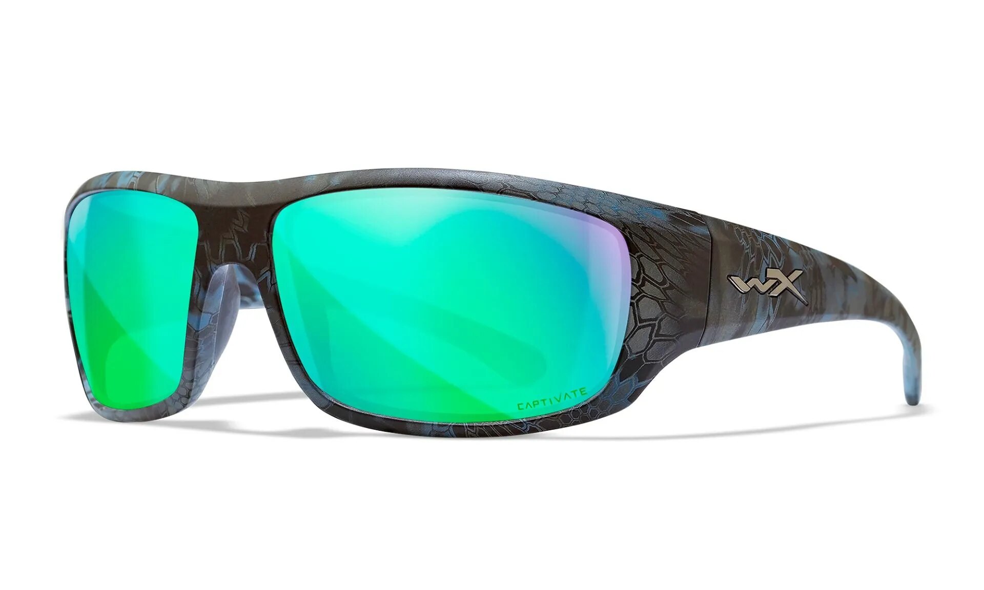 Levně Sluneční brýle Wiley X® Omega – rámeček Kryptek Neptune™, Captivate™ zelené polarizované mirror