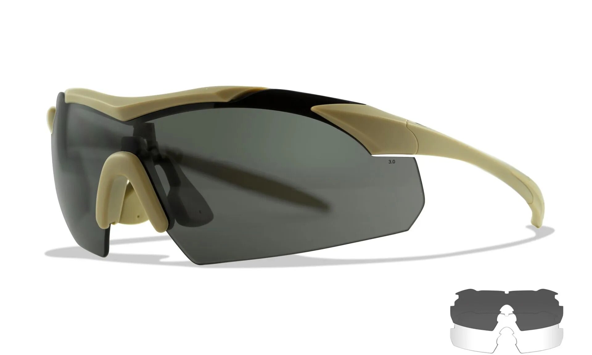 Levně Střelecké brýle Vapor 2.5 Wiley X®, 2 skla – Čiré + Kouřově šedé, Khaki