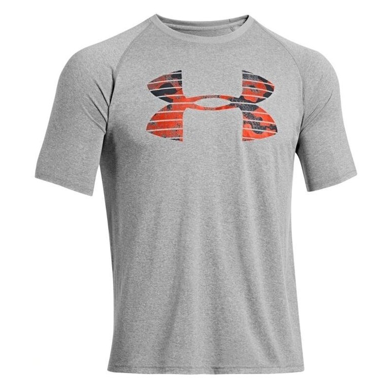 Pánské triko UNDER ARMOUR® Core Broken Stripe Logo HeatGear® - šedé