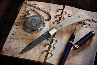 Zavírací nůž KIZLYAR SUPREME® Gent 440C Bone - leštěný-bílý